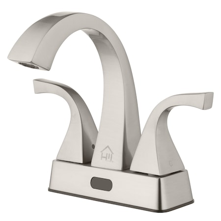 Homewerks Brushed Nickel Motion Sensing Centerset Bathroom Sink Faucet 4 in 27-B423S-BN-HW